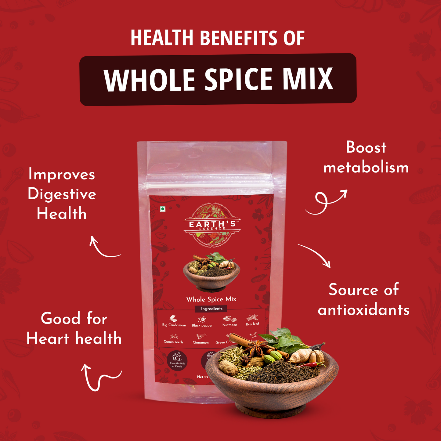 Earth's Essence Premium Whole Spice Mix- Organically Grown in Kerala's Western Ghats