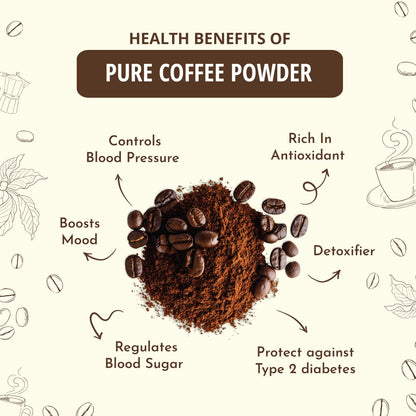EARTH'S ESSENCE 100% Pure Robusta Coffee Powder | Organically Grown in Kerala's Western Ghats
