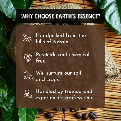 EARTH'S ESSENCE 100% Pure Robusta Coffee Powder | Organically Grown in Kerala's Western Ghats