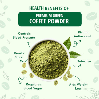 Earth's Essence Pure Green Coffee Powder- Organically Grown in Kerala's Western Ghats