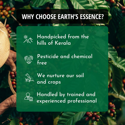 Earth's Essence Pure Green Coffee Powder- Organically Grown in Kerala's Western Ghats